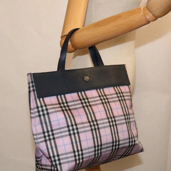 BURBERRY Nova Check Hand Bag Nylon Pink Auth - Picture 1 of 16